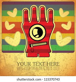 Monster on retro background