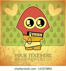 Monster on retro background