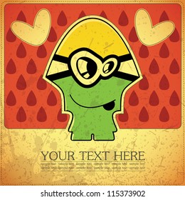 Monster on retro background