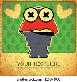 Monster on retro background