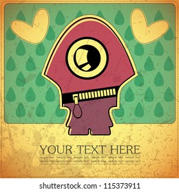 Monster on retro background
