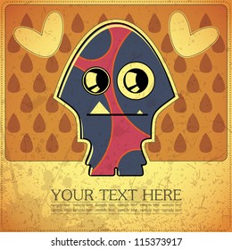 Monster on retro background