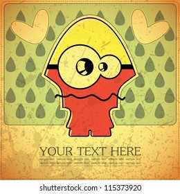 Monster on retro background