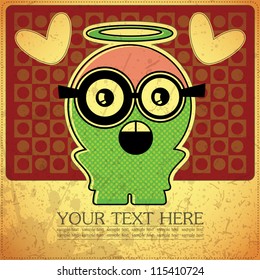 Monster on retro background