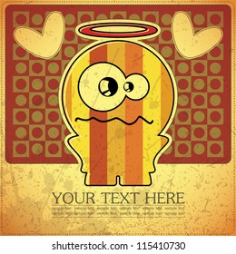Monster on retro background