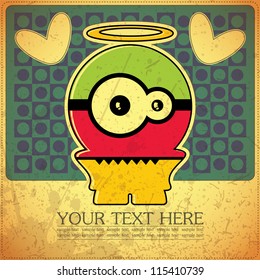 Monster on retro background
