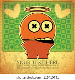 Monster on retro background