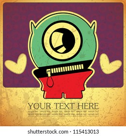 Monster on retro background
