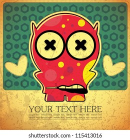 Monster on retro background