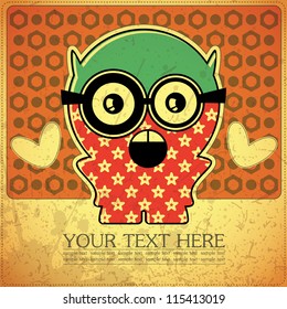 Monster on retro background