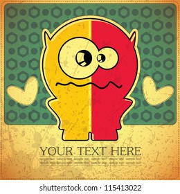 Monster on retro background