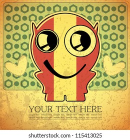 Monster on retro background