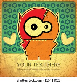 Monster on retro background