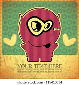 Monster on retro background