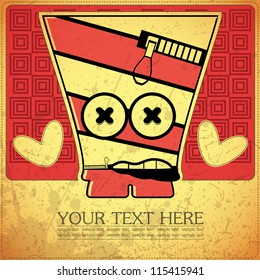 Monster on retro background