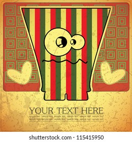 Monster on retro background