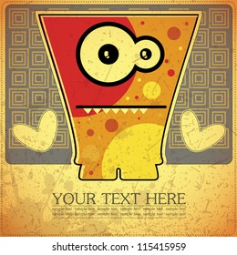 Monster on retro background