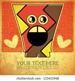 Monster on retro background