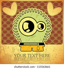 Monster on retro background