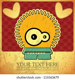Monster on retro background
