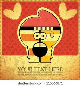 Monster on retro background