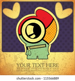 Monster on retro background