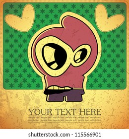 Monster on retro background