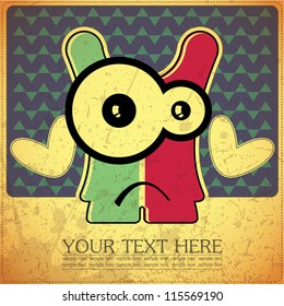 Monster on retro background