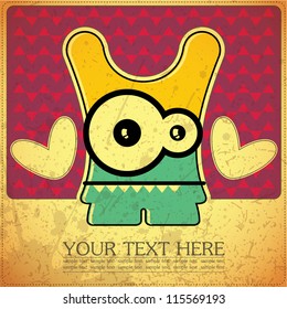 Monster on retro background
