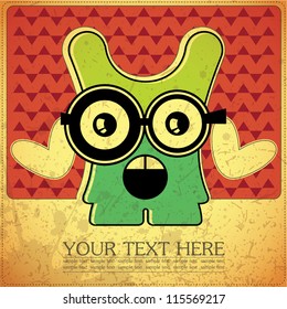 Monster on retro background