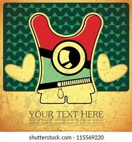 Monster on retro background