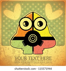 Monster on retro background