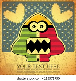 Monster on retro background