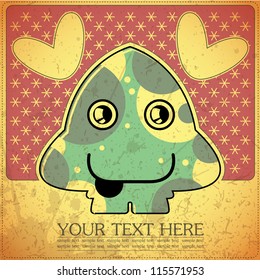 Monster on retro background