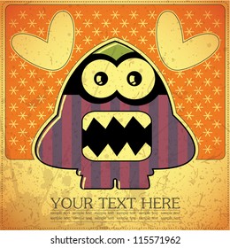 Monster on retro background