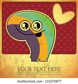 Monster on retro background