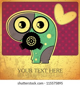 Monster on retro background
