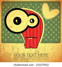 Monster on retro background
