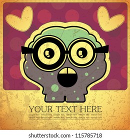 Monster on retro background