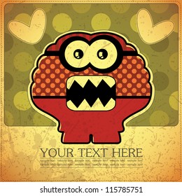 Monster on retro background