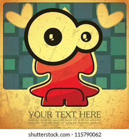 Monster on retro background