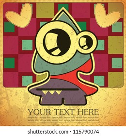 Monster on retro background