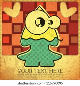 Monster on retro background