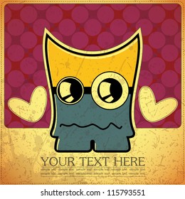 Monster on retro background