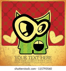 Monster on retro background