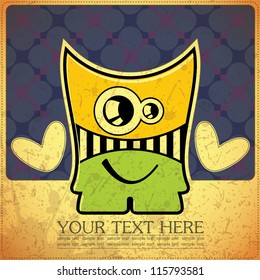 Monster on retro background