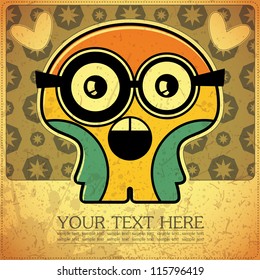 Monster on retro background