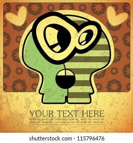 Monster on retro background