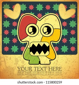 Monster on retro background