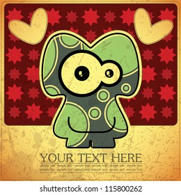 Monster on retro background